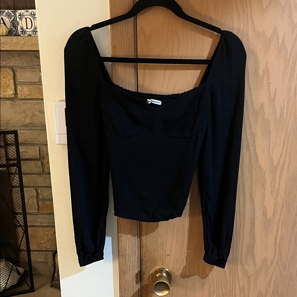 Reformation Black Long Sleeve Blouse